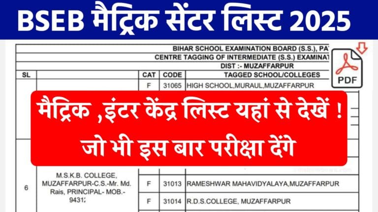 Bihar Board 10th 12th Center List District Wise Release 2025