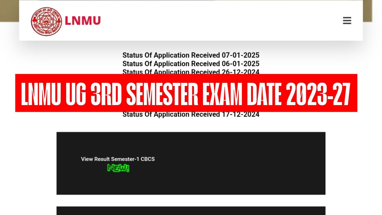 LNMU UG 3rd Semester Exam Date 2023-27