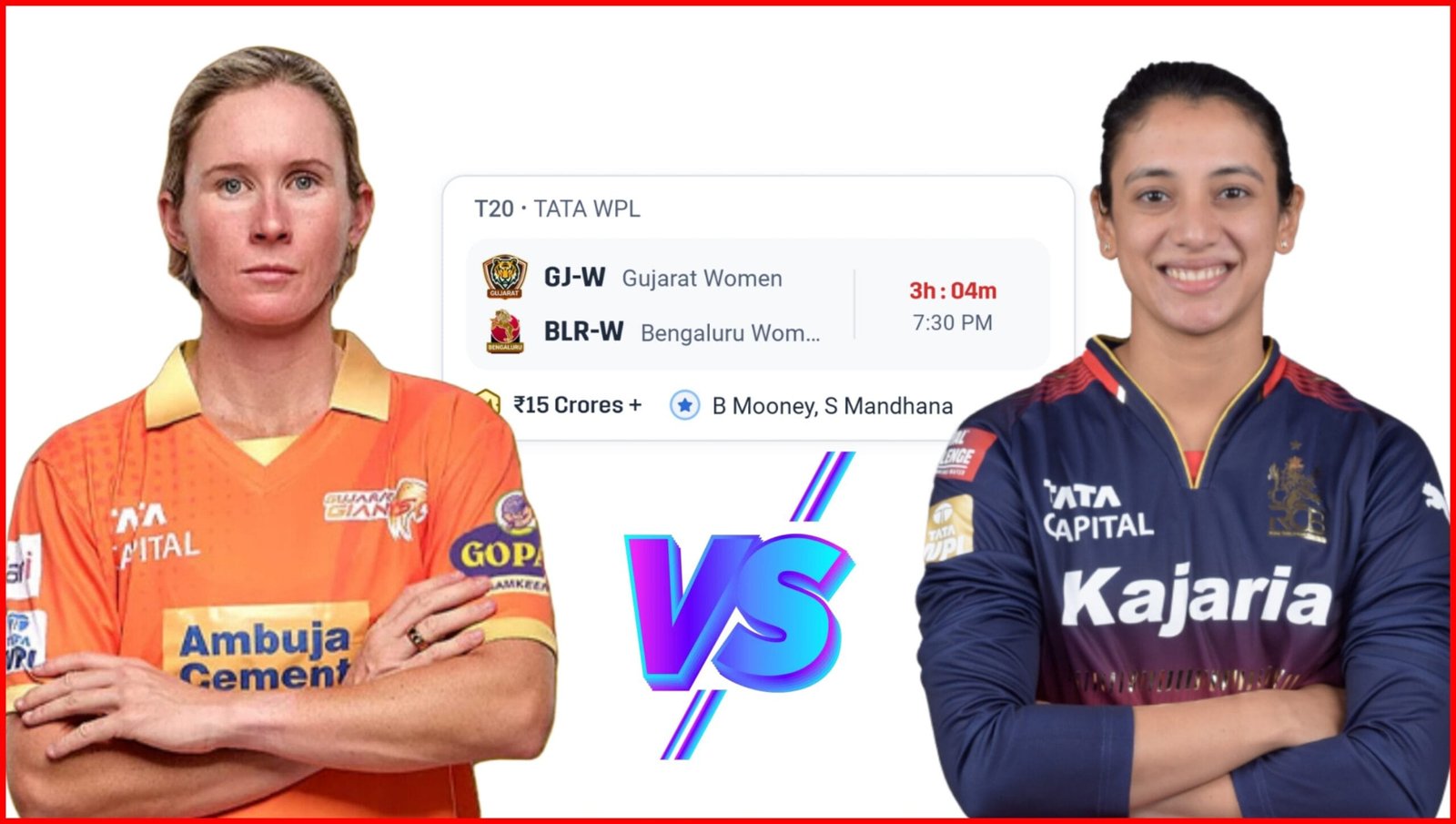 Gujrat Giants vs Royal Challengers Bangalore Dream11 Prediction Hindi - WPL Match No 1